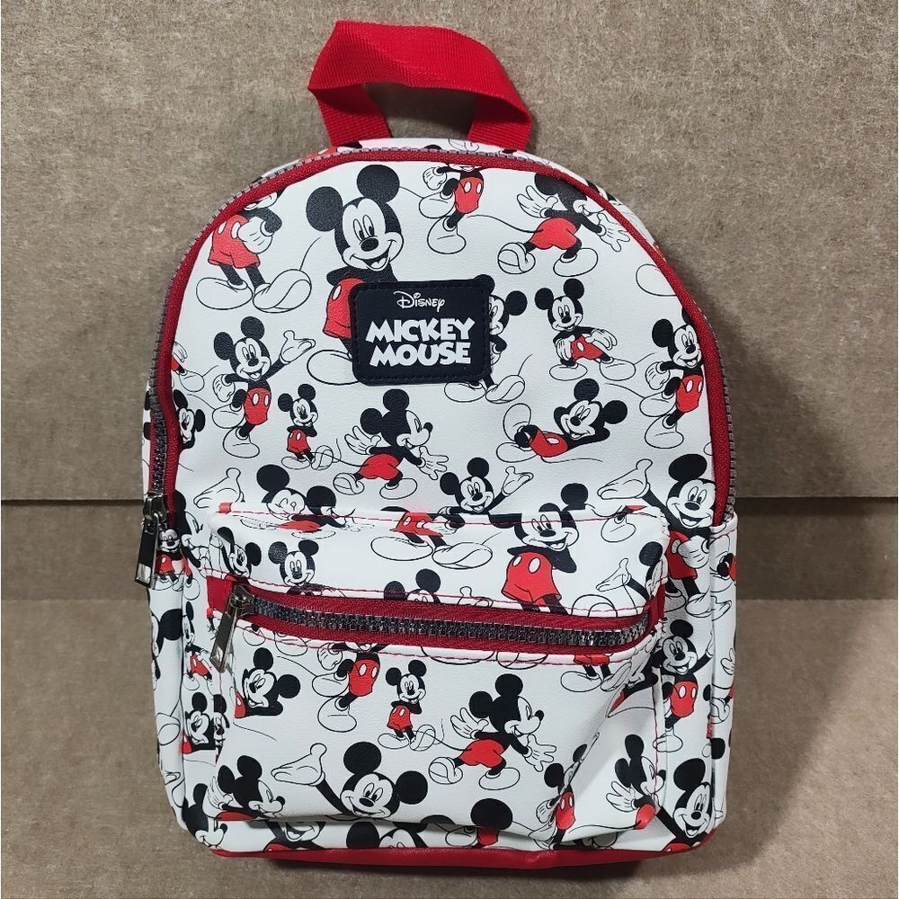 Disney Mickey Mouse Mini Backpack Red White Black - Picture 2 of 5